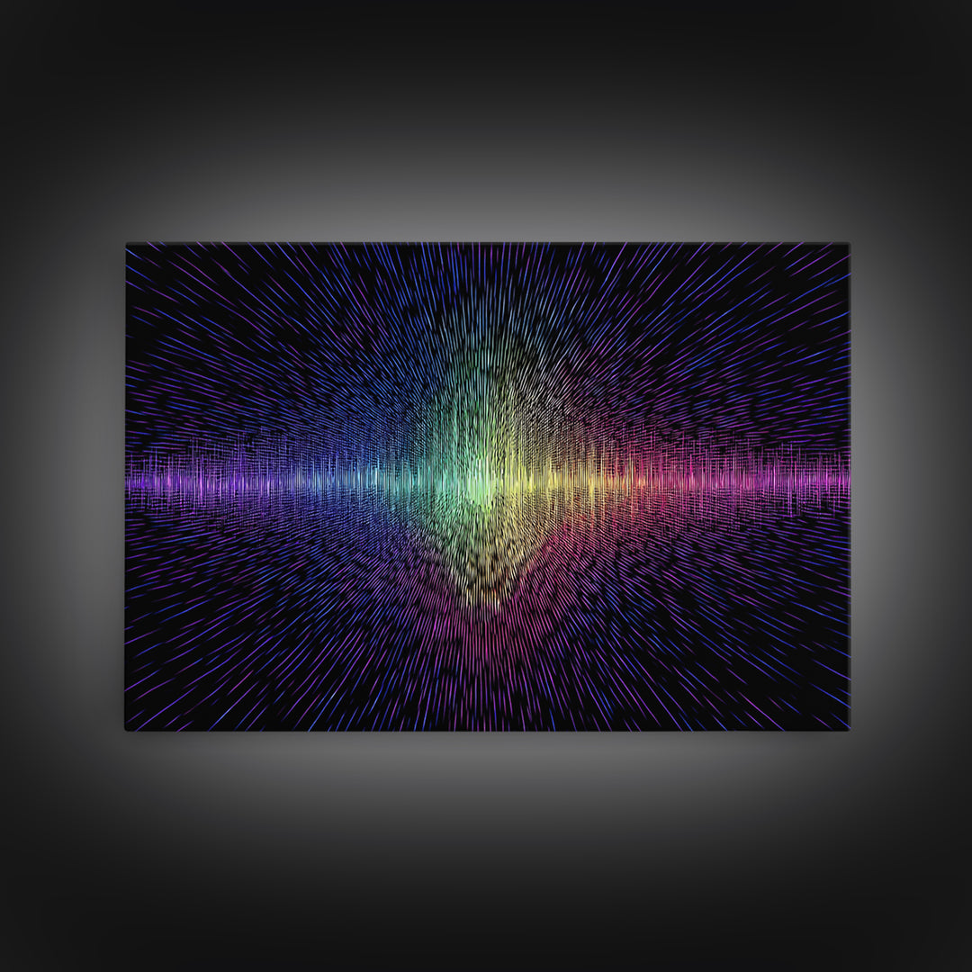 Rainbow Soundwave Abstract Wall Art, Colorful Digital Art Print, Modern Wall Decor, Music Lovers Art, Funky Wall Art, Trendy