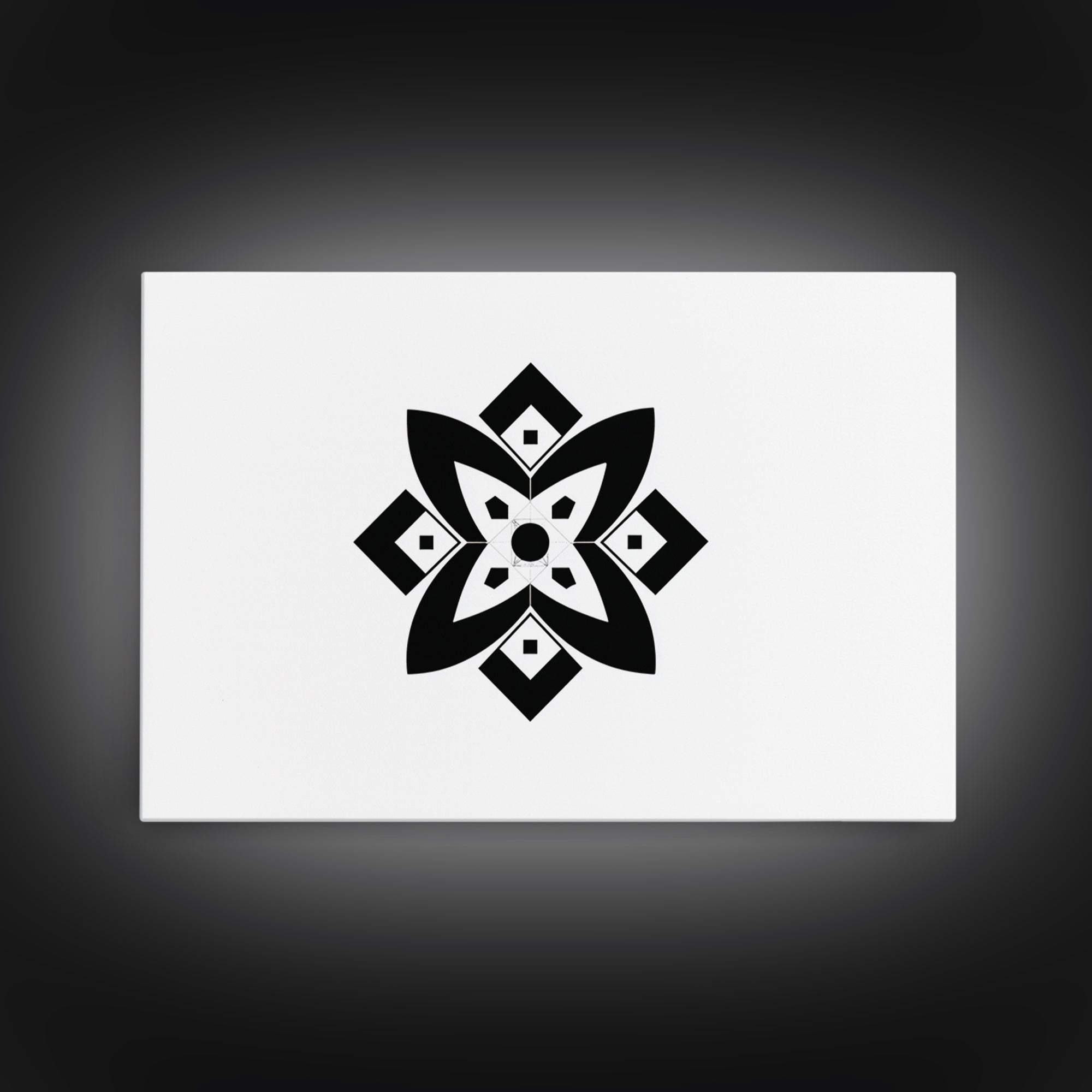 Black And White Geometric Flower Wall Art, Minimalist Art Print, Midcentury Modern Abstract Poster, Symmetrical Decor, Office Decor