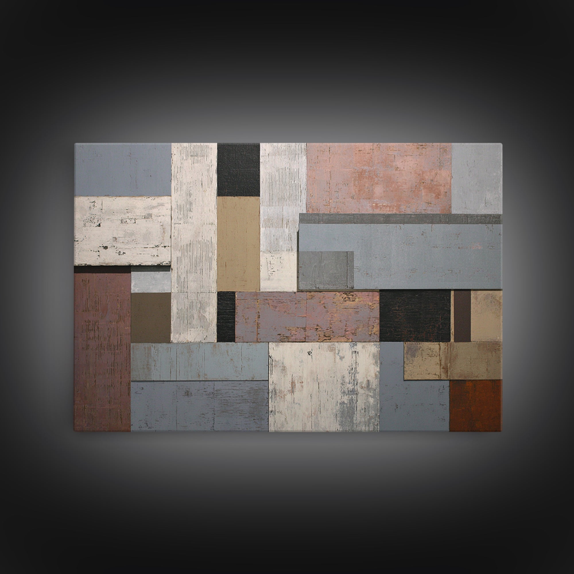 Neutral Gray Taupe Geometric Rectangle Wall Art, Modern Contemporary Abstract Print, Minimalist Office Decor For Living Room