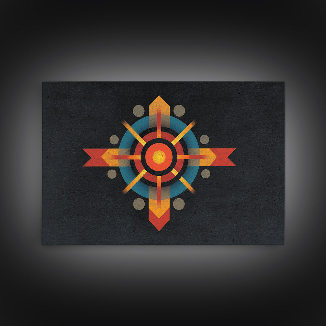 Dark Atomic Target Cross Wall Art, Midcentury Modern Abstract Print, Retro Geometric Poster, Masculine Office Decor, MCM Decor