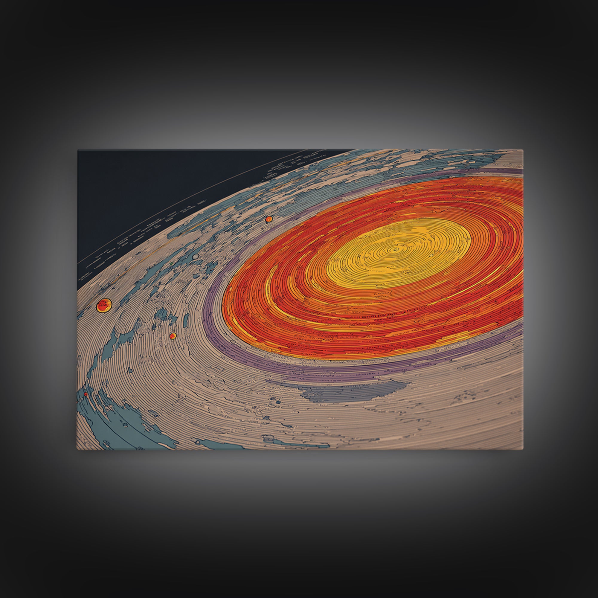 Orange Spiral Galaxy Canvas Print, Space Abstract Art, Modern Wall Art, Midcentury Modern Decor, Cosmic Retro Poster Gift