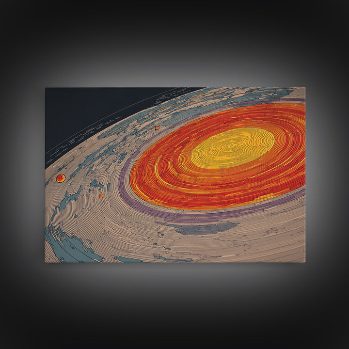 Orange Spiral Galaxy Canvas Print, Space Abstract Art, Modern Wall Art, Midcentury Modern Decor, Cosmic Retro Poster Gift