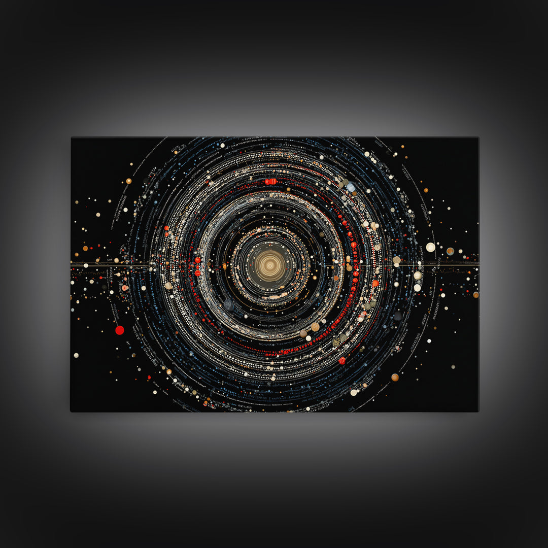 Black Cosmic Rings Wall Art, Abstract Solar System Framed Canvas Print, Modern Art Print, Space Abstract Art, Galaxy Decor