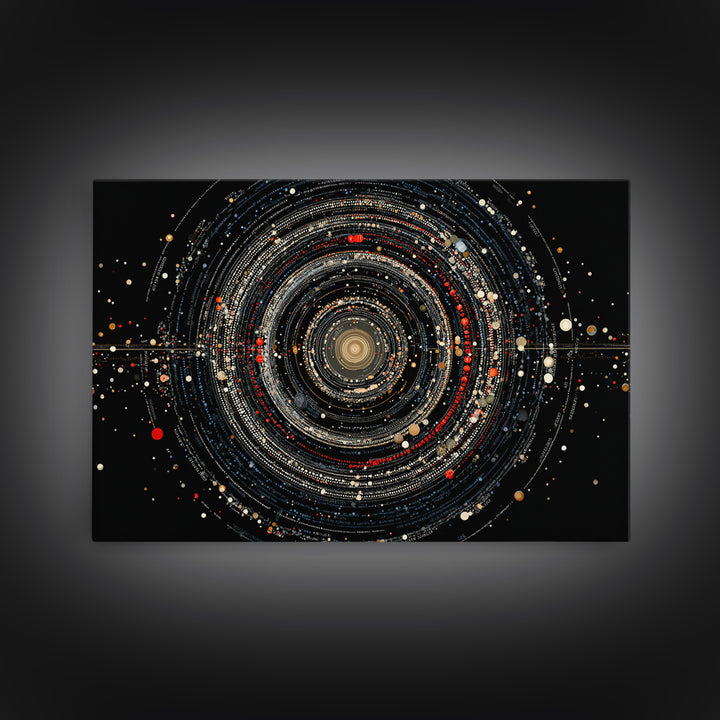 Black Cosmic Rings Wall Art, Abstract Solar System Framed Canvas Print, Modern Art Print, Space Abstract Art, Galaxy Decor