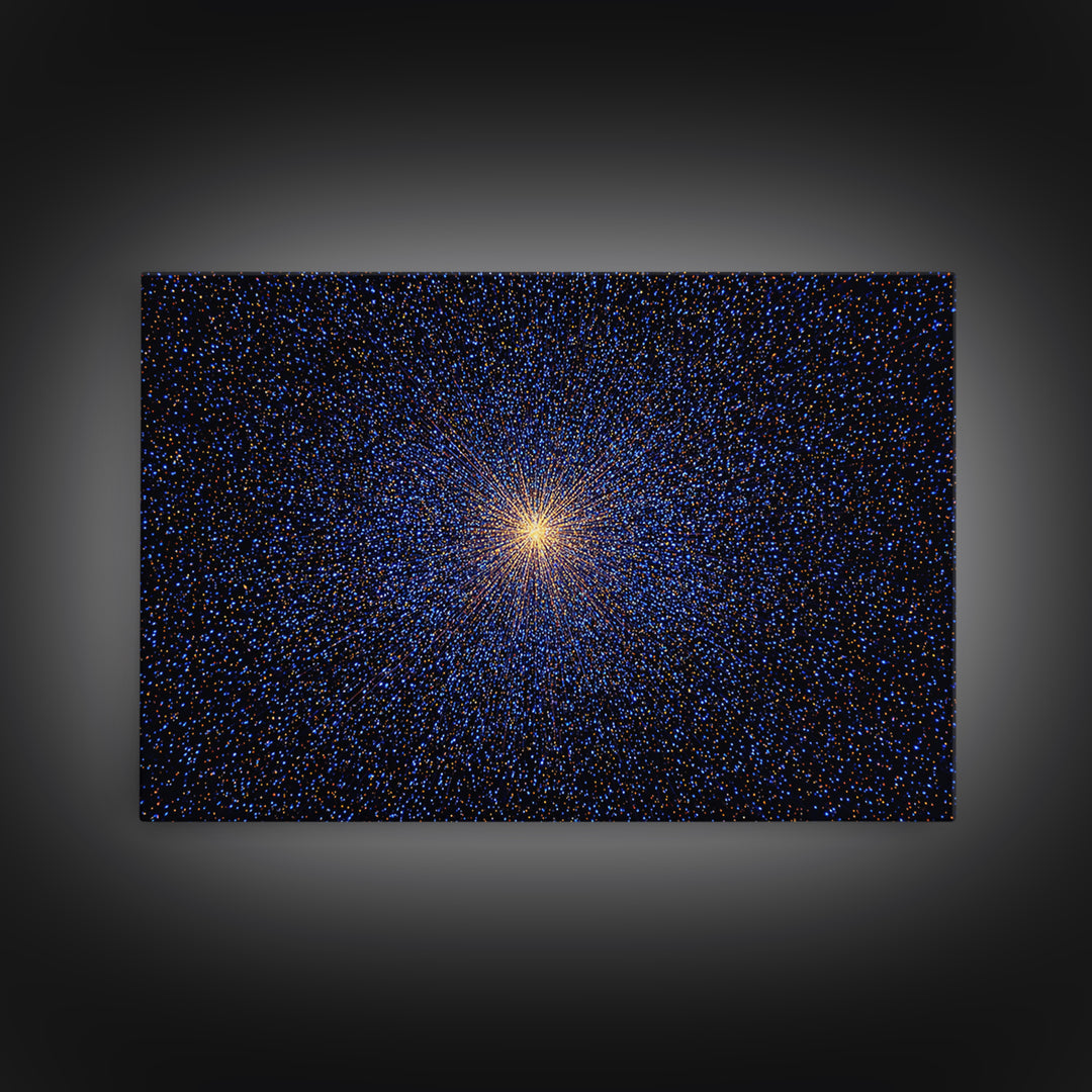 Radiant Blue Orange Starburst Wall Art, Midcentury Modern Abstract Art Print, Cosmic Retro Decor, Modern Home Decor, Bedroom Decor