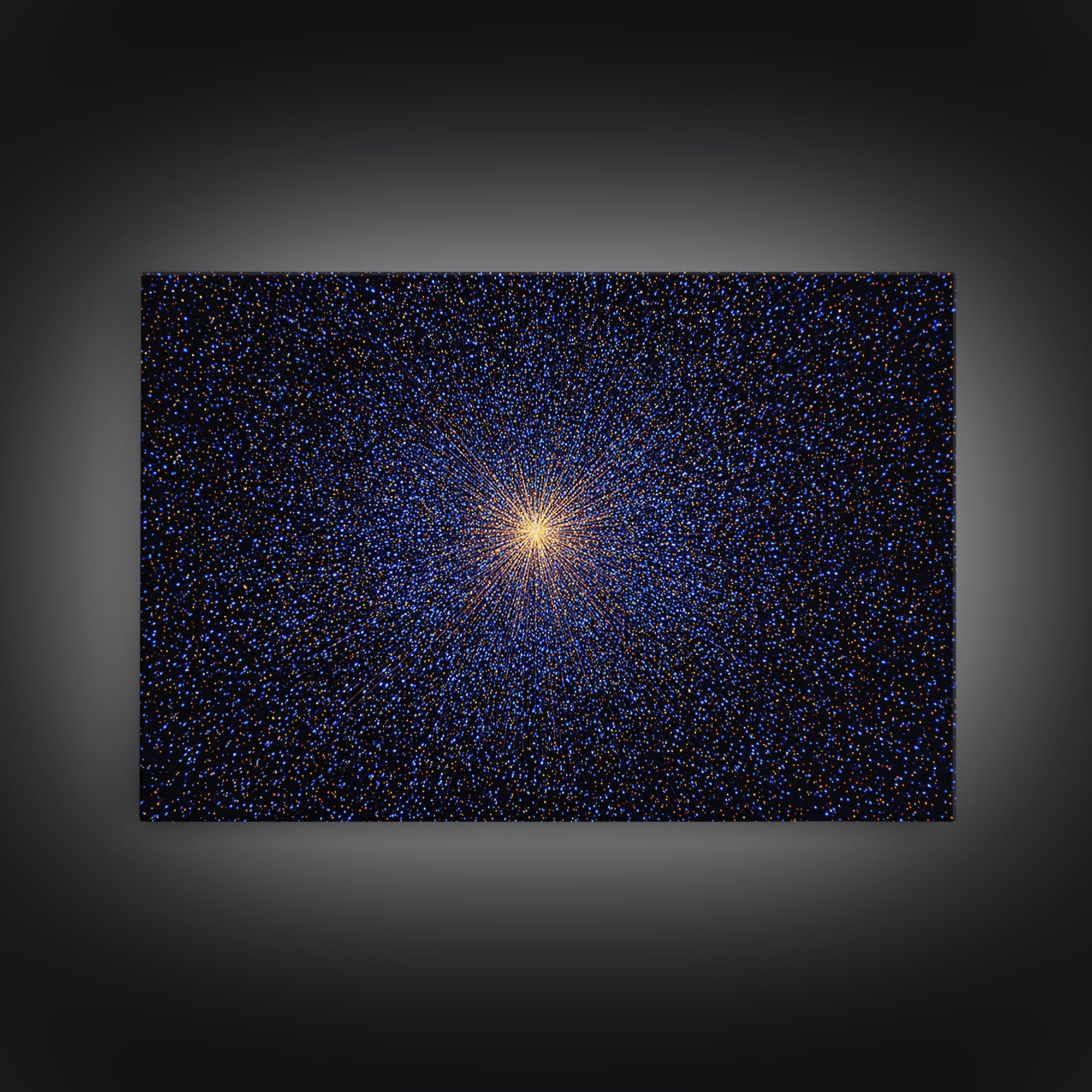 Radiant Blue Orange Starburst Wall Art, Midcentury Modern Abstract Art Print, Cosmic Retro Decor, Modern Home Decor, Bedroom Decor