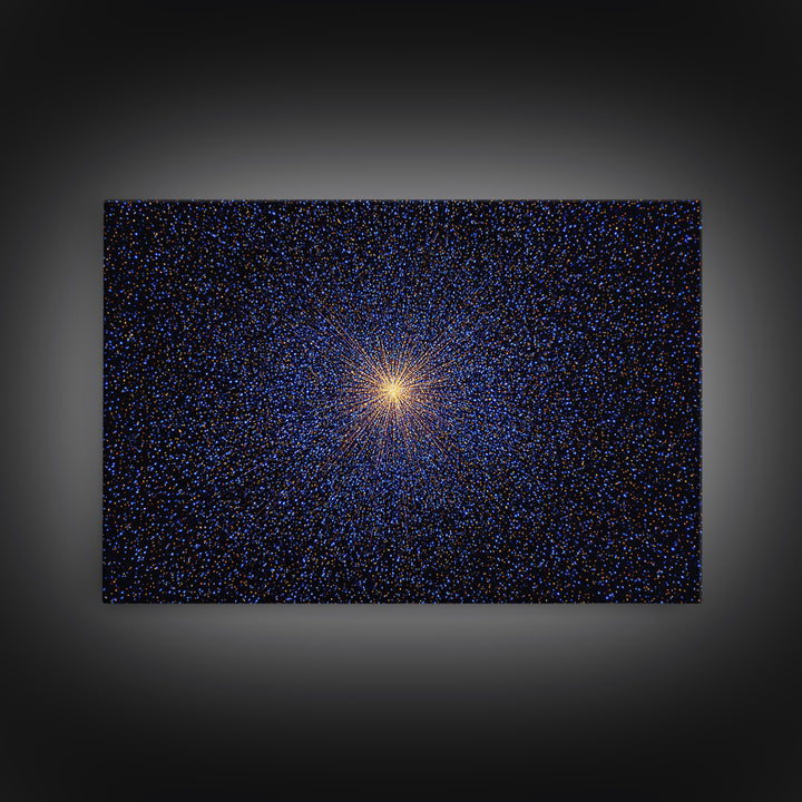 Radiant Blue Orange Starburst Wall Art, Midcentury Modern Abstract Art Print, Cosmic Retro Decor, Modern Home Decor, Bedroom Decor