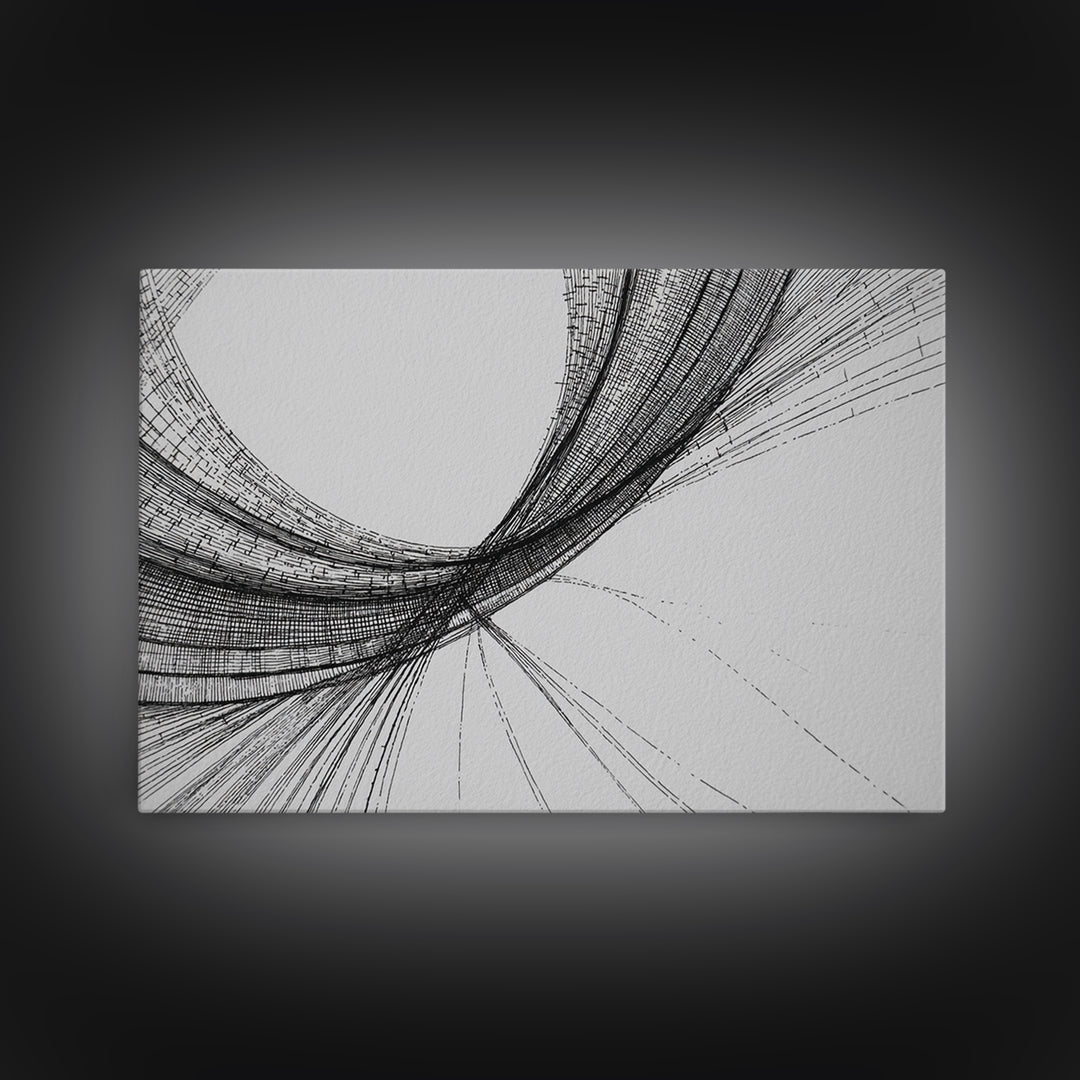 Black Fine Line Curve Wall Art, Minimalist Abstract Art Print, Monochrome Modern Wall Decor, Office Decor, Large Prints, Home Decor