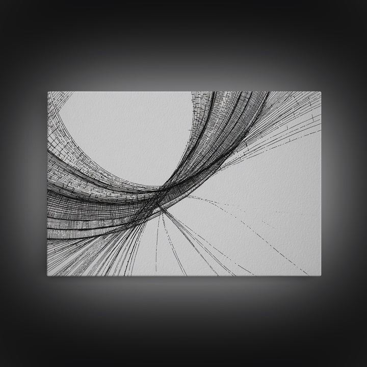 Black Fine Line Curve Wall Art, Minimalist Abstract Art Print, Monochrome Modern Wall Decor, Office Decor, Large Prints, Home Decor