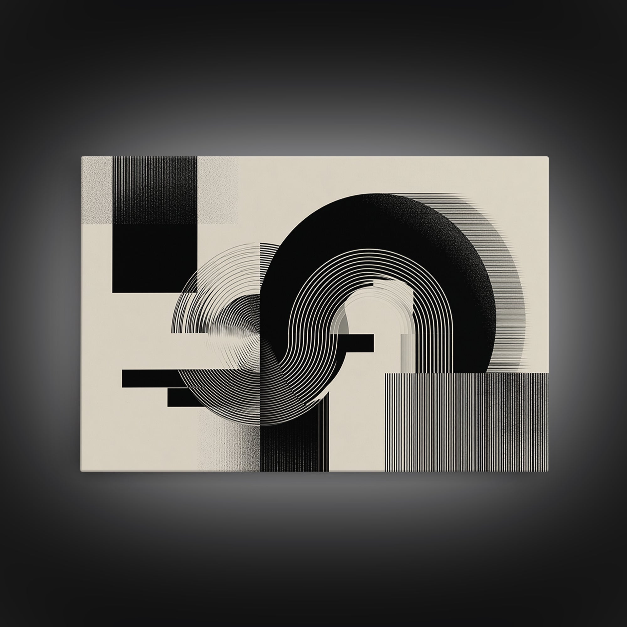 Black Cream Optical Arch Wall Art, Midcentury Modern Abstract Art Print, Bauhaus Geometric Wall Decor, Office Decor, Modern Home Decor