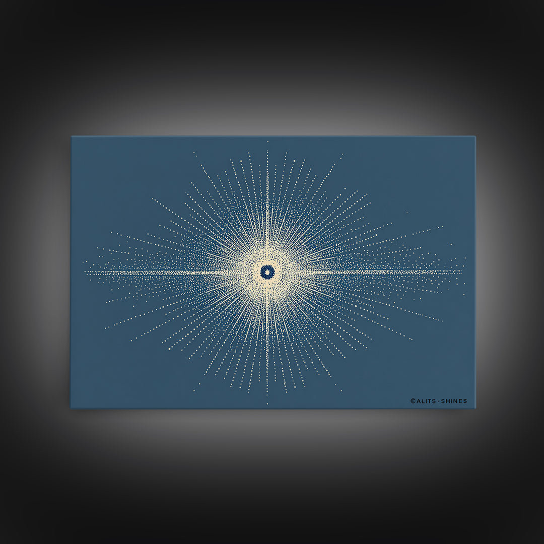 Blue Cream Dotted Atomic Starburst Wall Art, Midcentury Modern Art Print, Geometric Abstract Decor, Retro MCM Poster, Home Decor