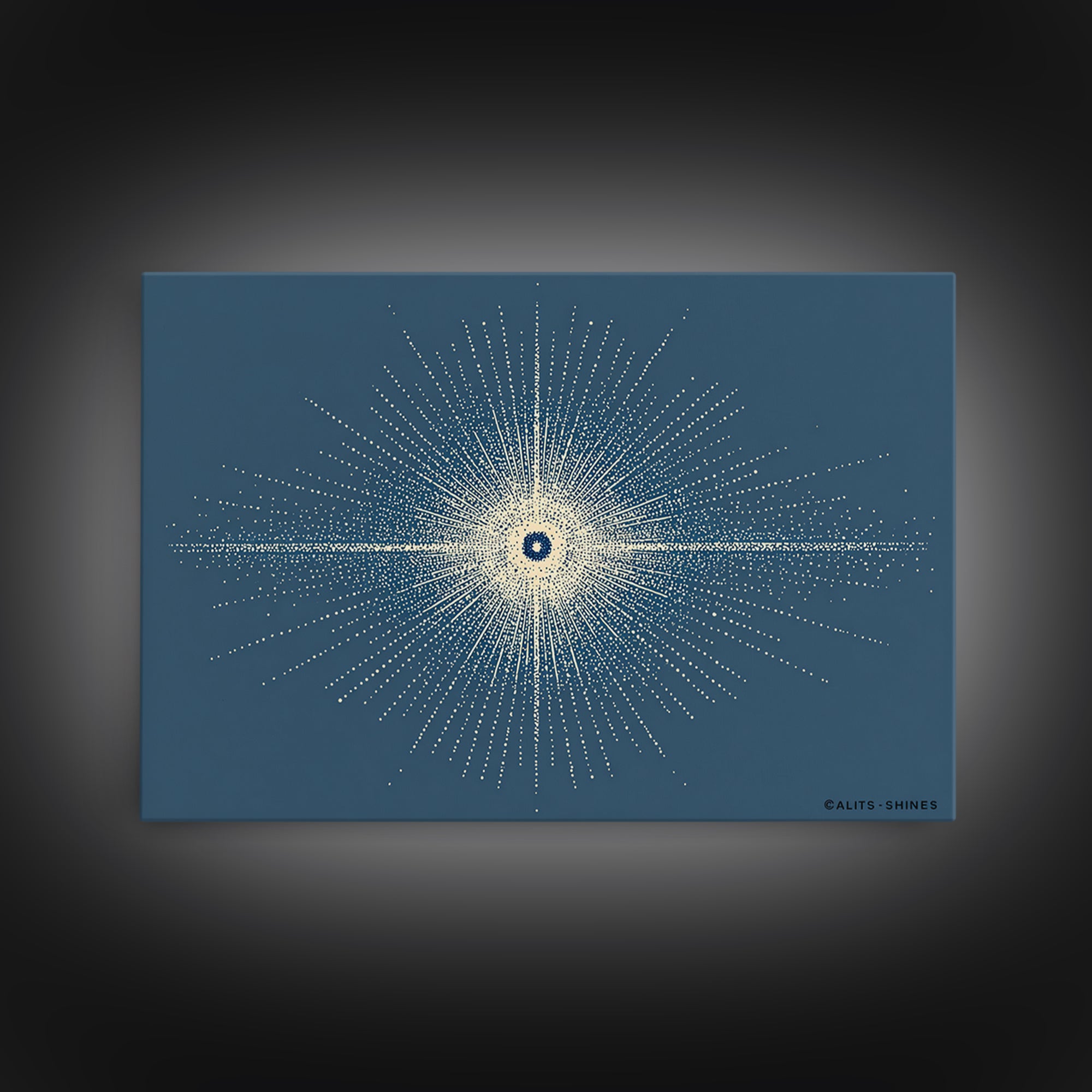 Blue Cream Dotted Atomic Starburst Wall Art, Midcentury Modern Art Print, Geometric Abstract Decor, Retro MCM Poster, Home Decor