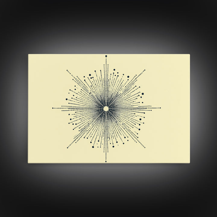 Navy Cream Dotted Starburst Wall Art, Midcentury Modern Art Print, Atomic Geometric Abstract Decor, Retro MCM Poster, Home Decor