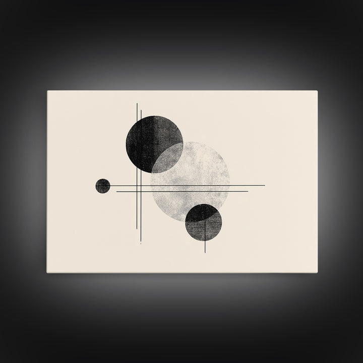 Black White Textured Circle Lines Wall Art, Midcentury Modern Art Print, Minimalist Geometric Abstract Decor, Neutral Poster