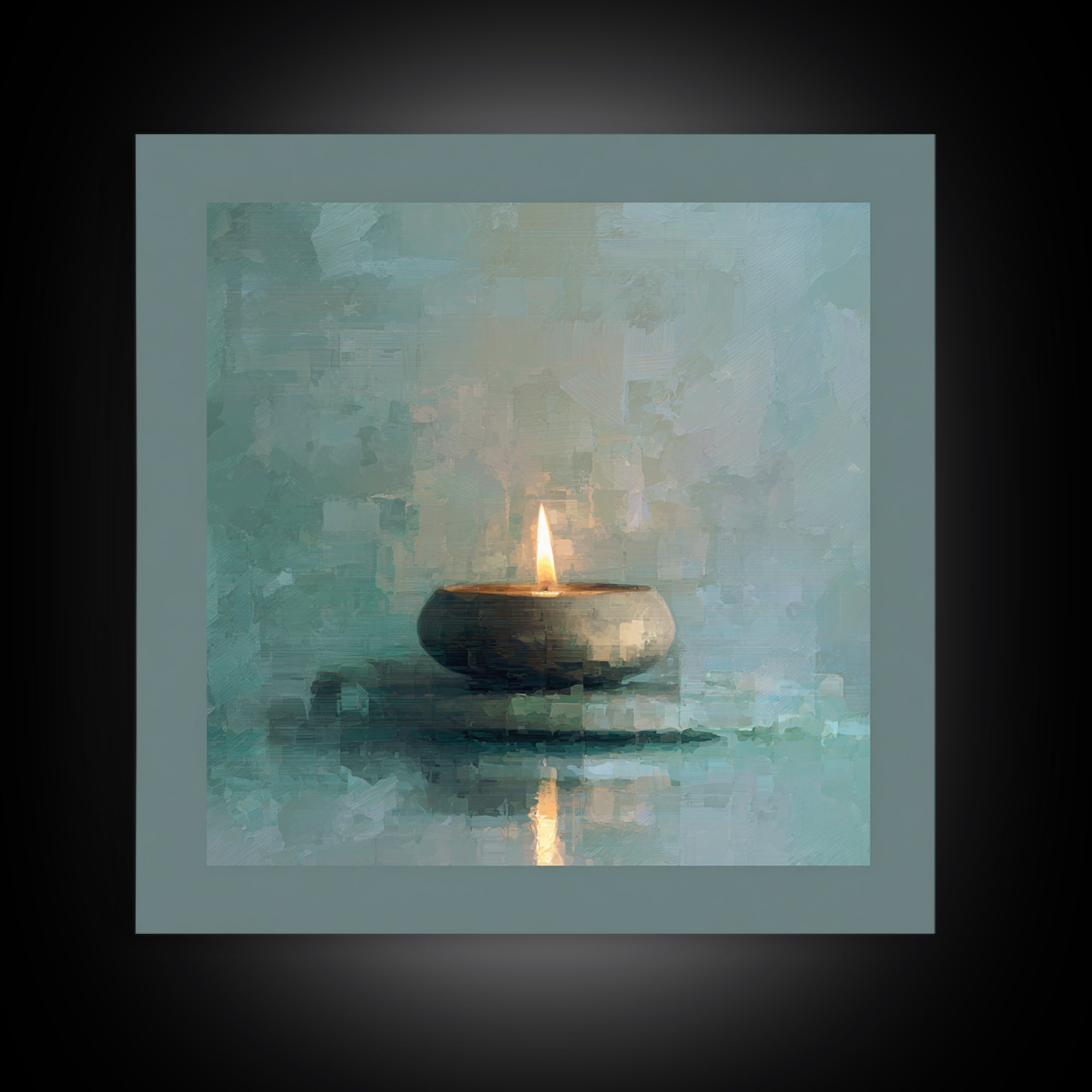Minimal Candle Flame on Dark Background Canvas Print, Meditation Art, Modern Home Decor, Living Room Decor, Fine Art, Stillness, MED-1x1-14