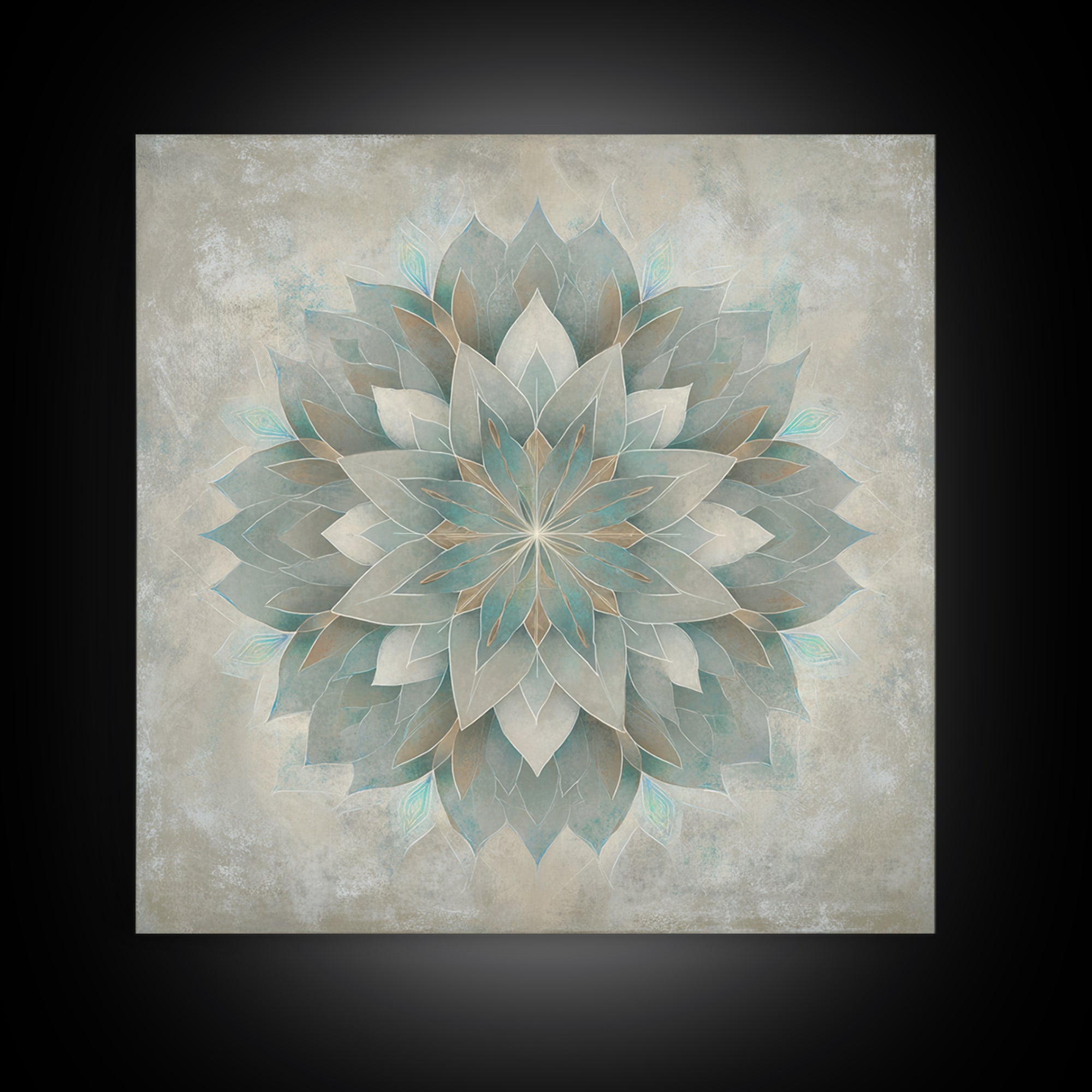 Sacred Geometry Lotus Framed Canvas Print, Meditation Art, Contemporary Art, Living Room Decor, Stillness, Modern Decor, MED-1x1-39