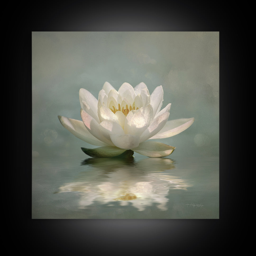 Lotus Flower Glowing Canvas Print, Meditation Art, Art Print, Living Room Decor, Watercolor Art, Stillness, Digital Print, MED-1x1-49