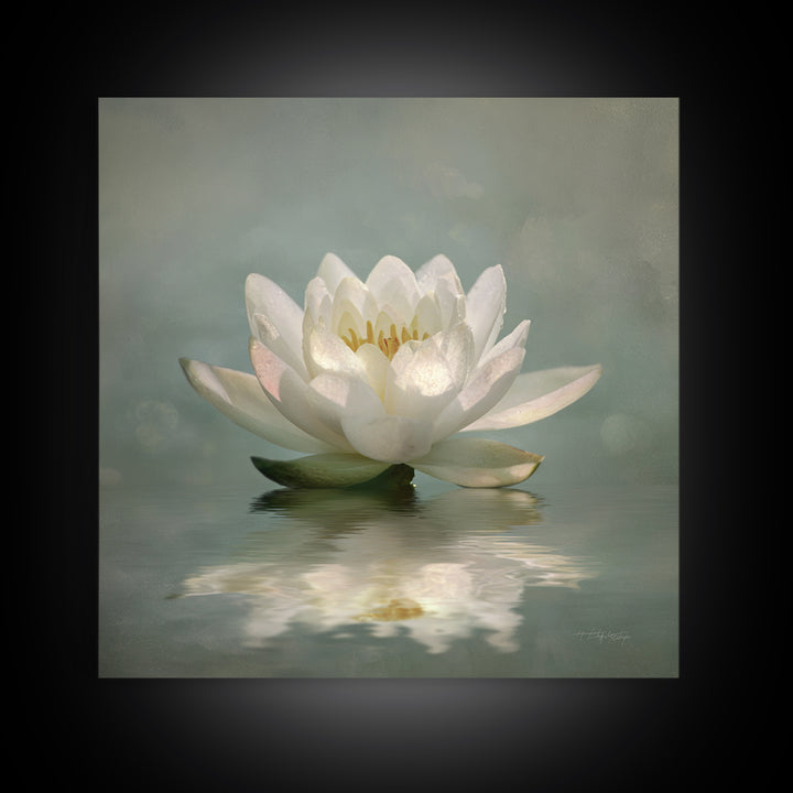 Lotus Flower Glowing Canvas Print, Meditation Art, Art Print, Living Room Decor, Watercolor Art, Stillness, Digital Print, MED-1x1-49