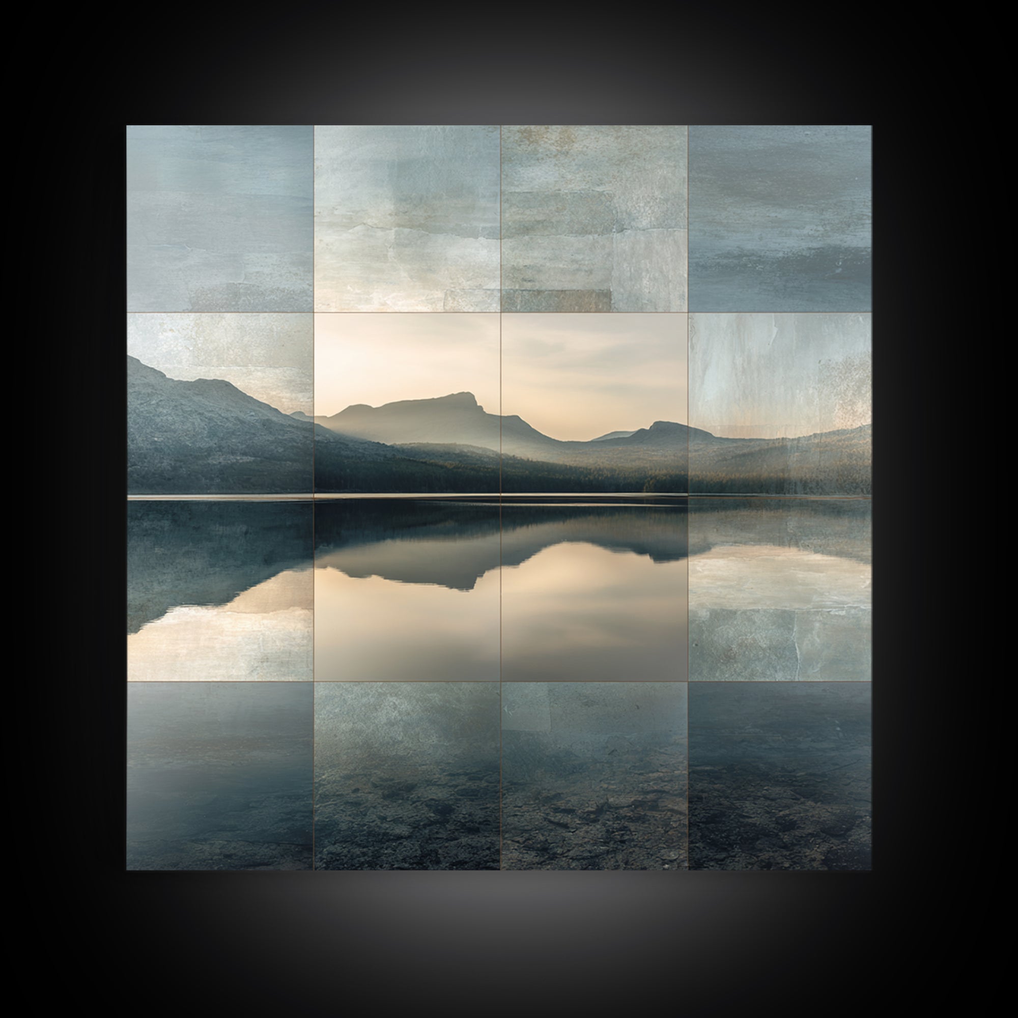 Mountain Lake at Sunrise Canvas Print, Meditation Art, Wall Decor, Living Room Decor, Fine Art, Stillness, Black Woman Art, MED-1x1-77