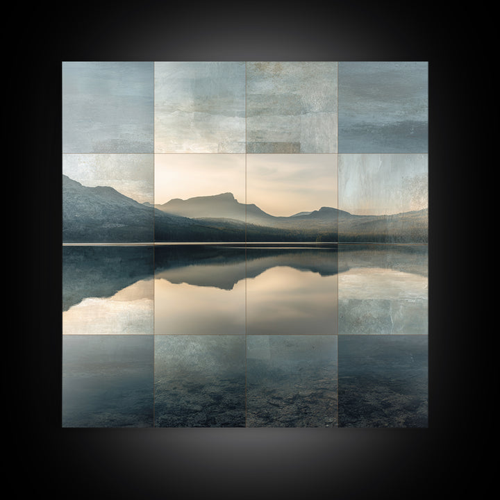 Mountain Lake at Sunrise Canvas Print, Meditation Art, Wall Decor, Living Room Decor, Fine Art, Stillness, Black Woman Art, MED-1x1-77