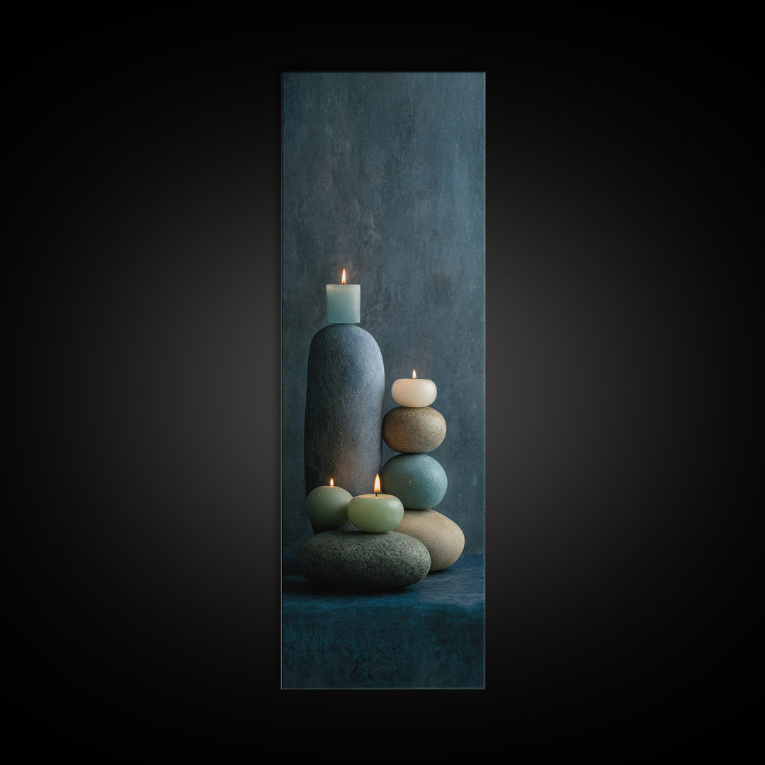 Minimal Candle Flame on Dark Background Canvas Print, Meditation Art, Printable Artwork, Living Room Decor, Fine Art, Stillness, MED-1x3-2