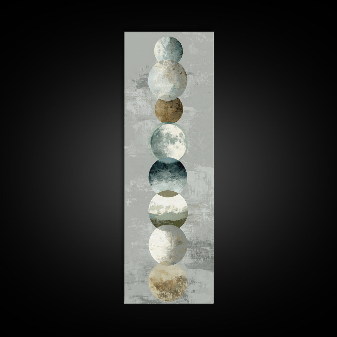 Moon Phases over a Quiet Desert Canvas Print, Meditation Art, Luxury Decor, Living Room Decor, Fine Art, Stillness, Canvas Art, MED-1x3-21