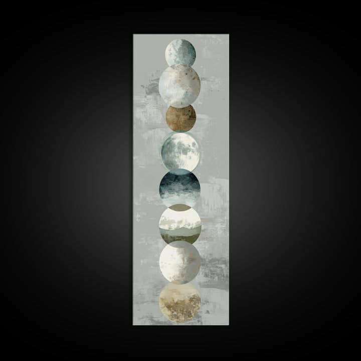 Moon Phases over a Quiet Desert Canvas Print, Meditation Art, Luxury Decor, Living Room Decor, Fine Art, Stillness, Canvas Art, MED-1x3-21