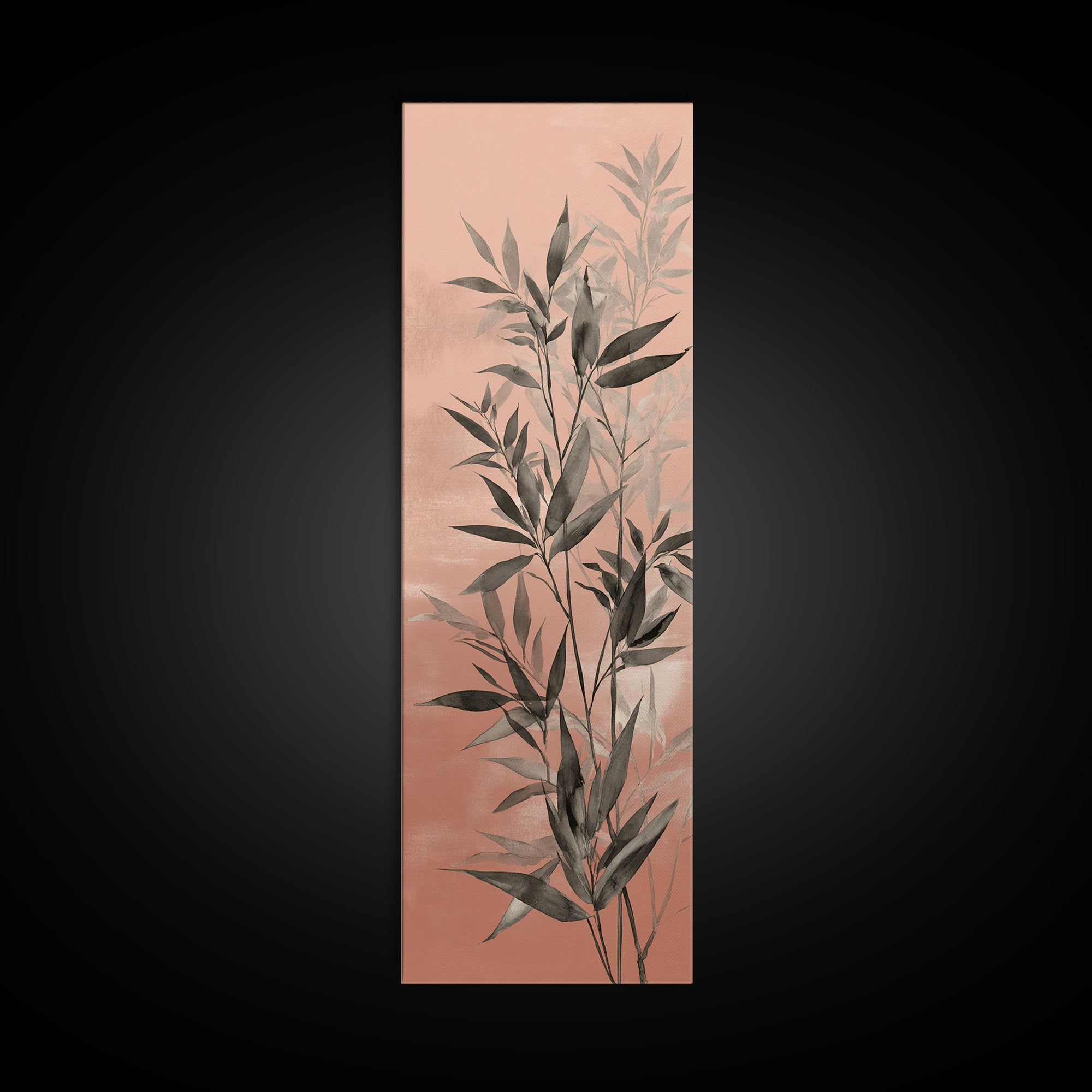 Bamboo Leaves in Gentle Ink Wash Canvas Print, Meditation Art, Floral Wall Art, Living Room Decor, Fine Art, Stillness, MED-1x3-23