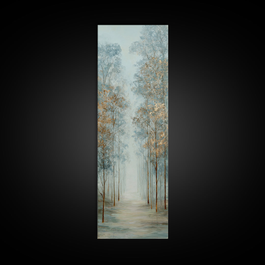 Misty Forest Path Canvas Print, Meditation Art, Boho Decor, Living Room Decor, Fine Art, Stillness, Original Art, Abstract Art, MED-1x3-97