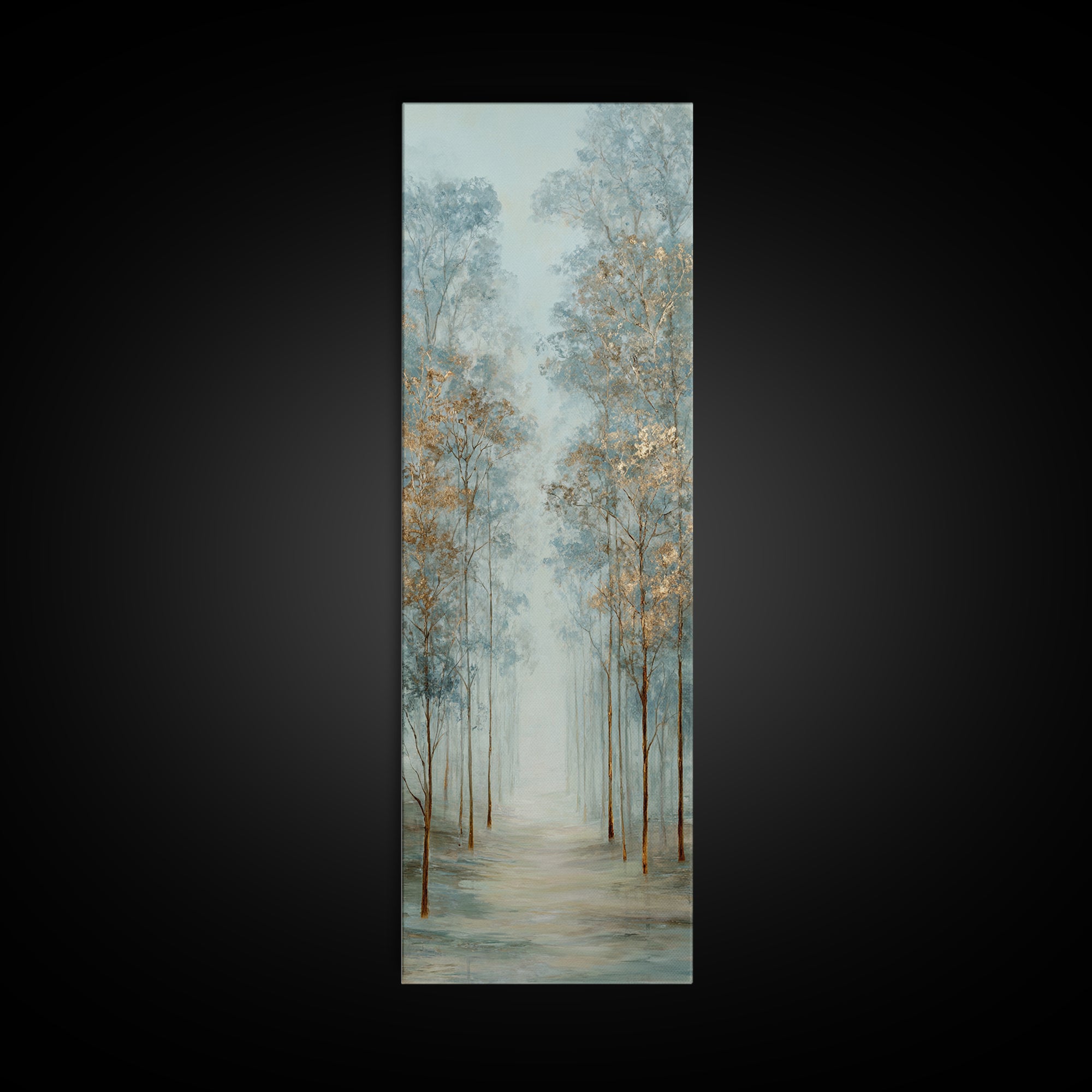Misty Forest Path Canvas Print, Meditation Art, Boho Decor, Living Room Decor, Fine Art, Stillness, Original Art, Abstract Art, MED-1x3-97