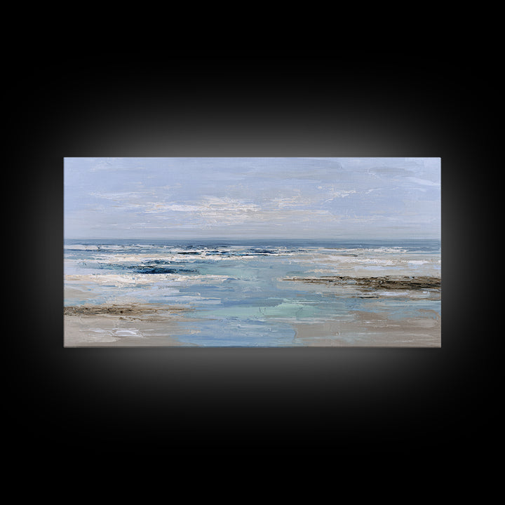 Ocean Horizon with Meditative Stillness Framed Canvas Print, Meditation Art, Luxury Decor, Living Room Decor, Stillness, MED-2x1-14