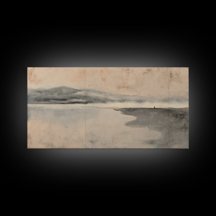 Ocean Horizon with Meditative Stillness Framed Canvas Print, Meditation Art, Luxury Decor, Living Room Decor, Stillness, MED-2x1-38