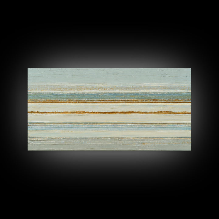 Sand Garden Lines as Minimalist Pattern Framed Canvas Print, Meditation Art, Living Room Decor, Oil Painting, Stillness, MED-2x1-43