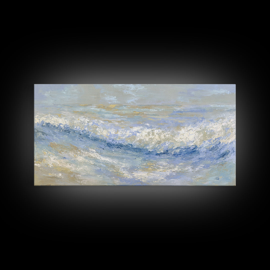 Abstract Breath Waves Framed Canvas Print, Meditation Art, Digital Wall Art, Living Room Decor, Stillness, Gallery Wall Art, MED-2x1-50