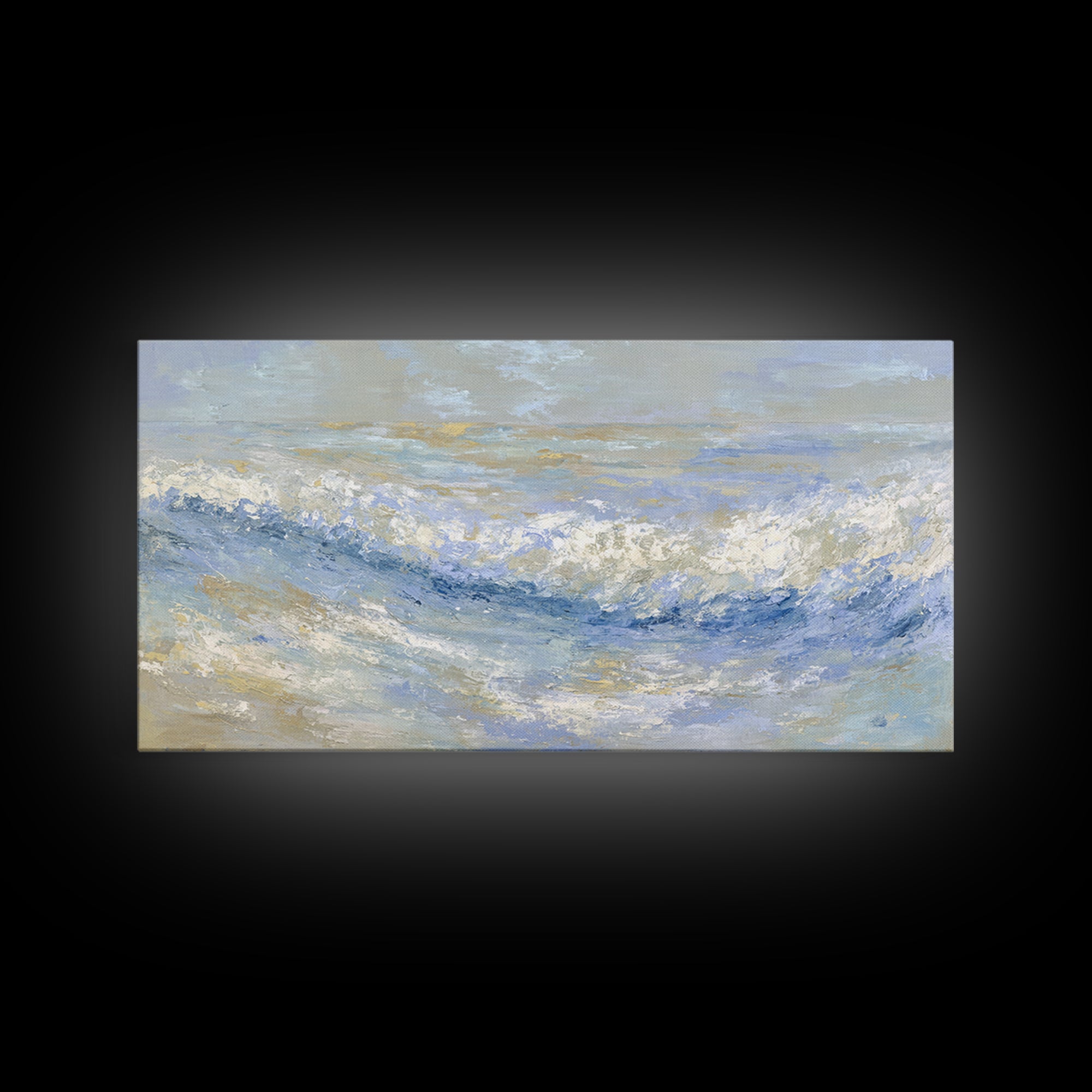 Abstract Breath Waves Framed Canvas Print, Meditation Art, Digital Wall Art, Living Room Decor, Stillness, Gallery Wall Art, MED-2x1-50