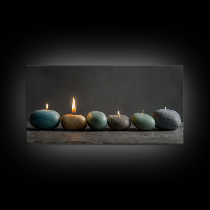 Minimal Candle Flame on Dark Background Canvas Print, Meditation Art, Original Art, Living Room Decor, Fine Art, Stillness, MED-2x1-58