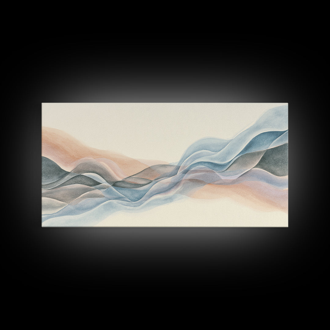 Abstract Breath Waves Canvas Print, Meditation Art, Printable Art, Living Room Decor, Abstract Art, Stillness, Minimalist Art, MED-2x1-98