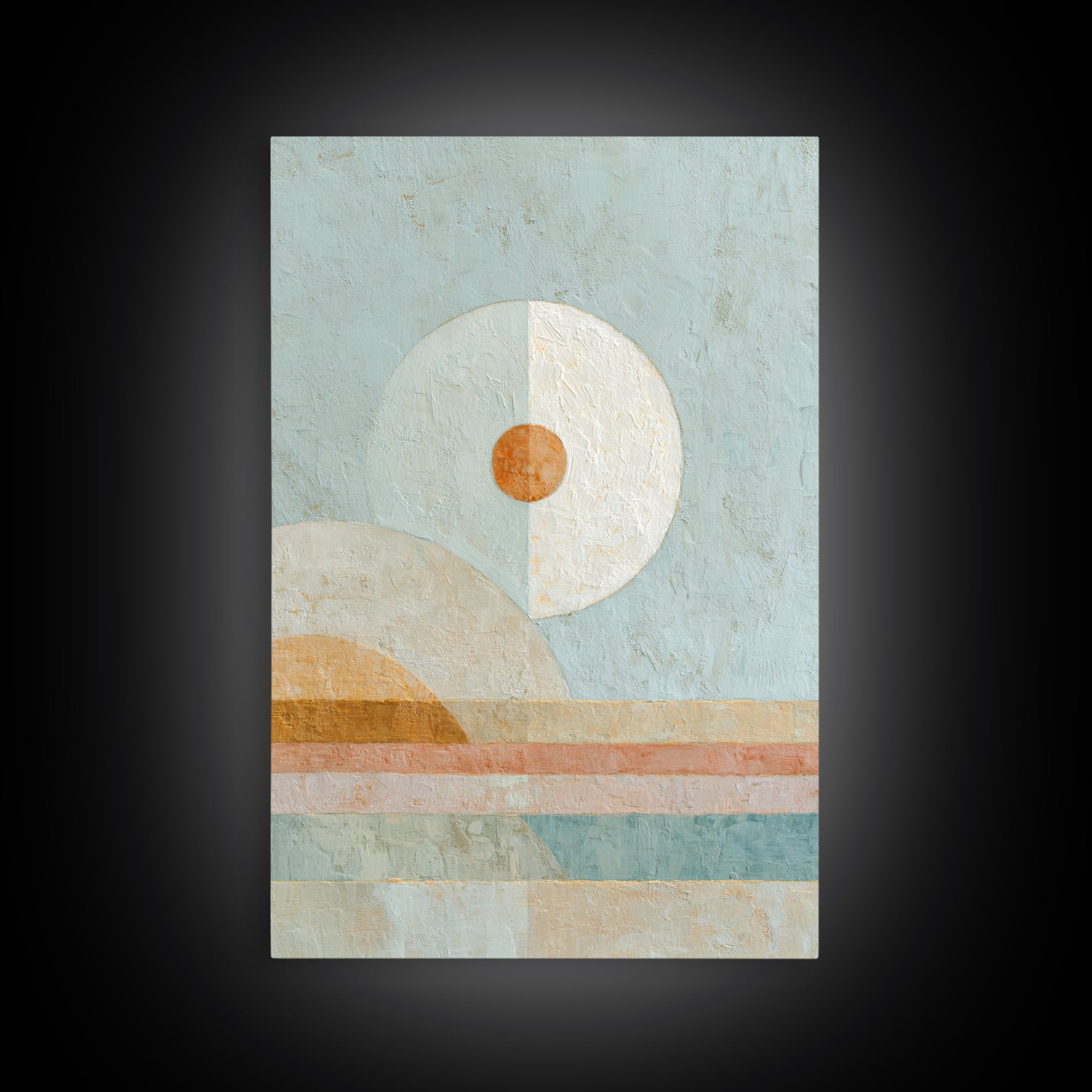 Moon Phases over a Quiet Desert Framed Canvas Print, Meditation Art, Modern Wall Art, Living Room Decor, Fine Art, Stillness, MED-2x3-41