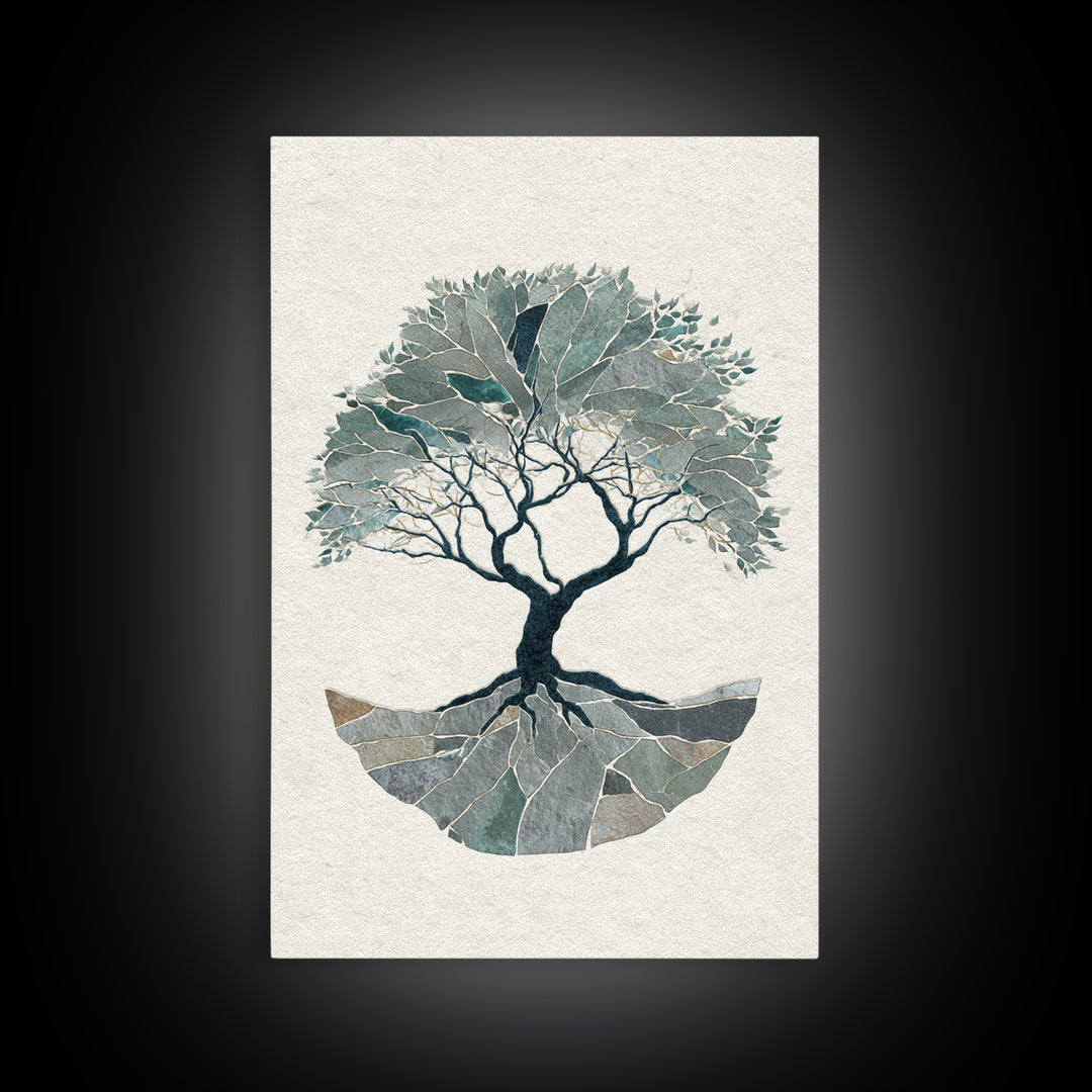 Tree of Life Framed Canvas Print, Meditation Art, Wall Decor, Living Room Decor, Fine Art, Stillness, Black Woman Art, MED-2x3-52