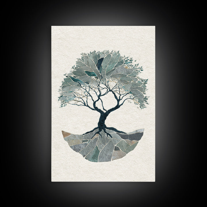 Tree of Life Framed Canvas Print, Meditation Art, Wall Decor, Living Room Decor, Fine Art, Stillness, Black Woman Art, MED-2x3-52