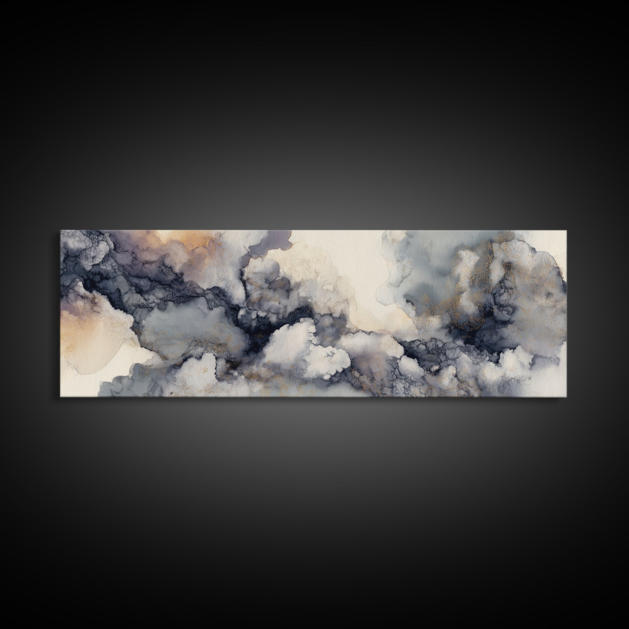 Angelic Light Rays Through Abstract Clouds Canvas Print, Meditation Art, Boho Wall Decor, Living Room Decor, Stillness, MED-3x1-38