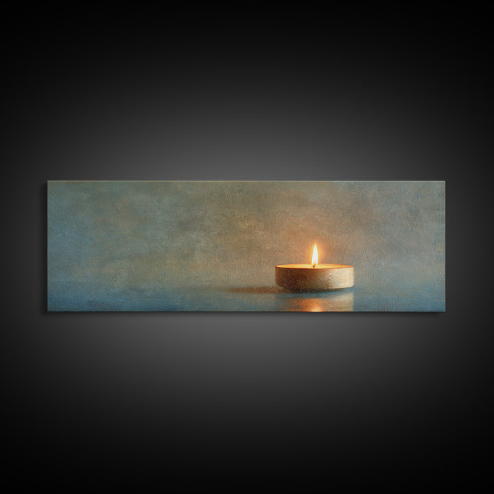 Minimal Candle Flame on Dark Background Canvas Print, Meditation Art, Modern Home Decor, Living Room Decor, Fine Art, Stillness, MED-3x1-6