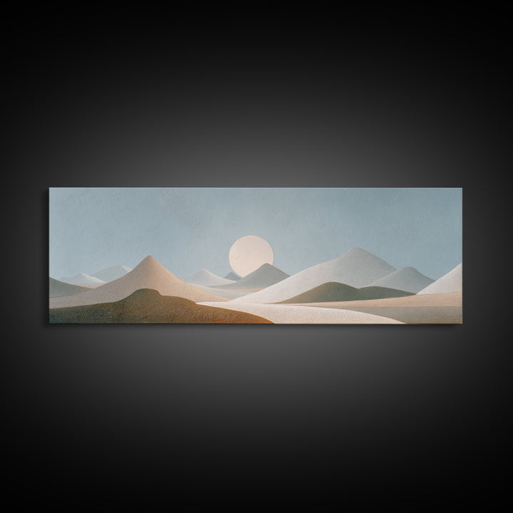 Moon Phases over a Quiet Desert Canvas Print, Meditation Art, Luxury Decor, Living Room Decor, Fine Art, Stillness, Canvas Art, MED-3x1-97