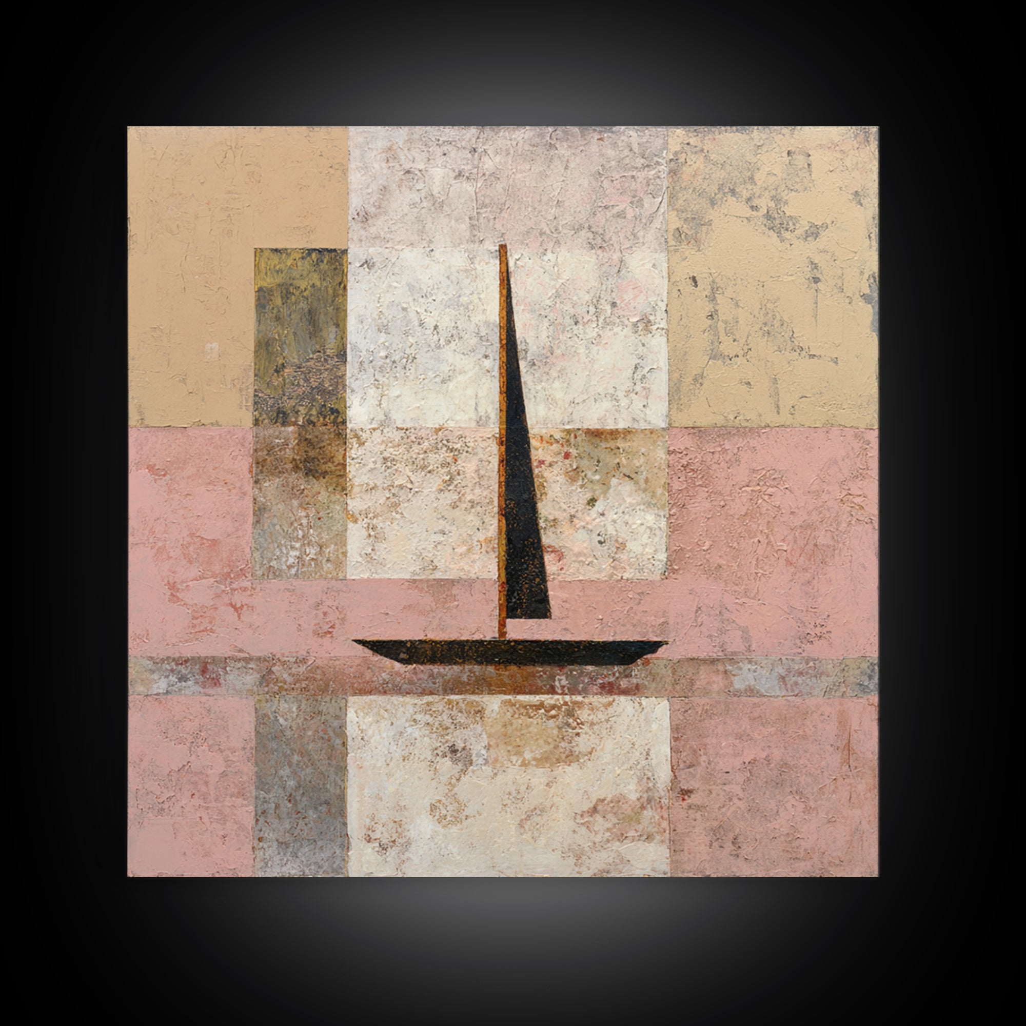 Tiny Sailboat under Open Sky Canvas Print, Minimalist Art, Japanese Wall Art, Living Room Decor, Minimal, Luxury Decor, MIN-1x1-14