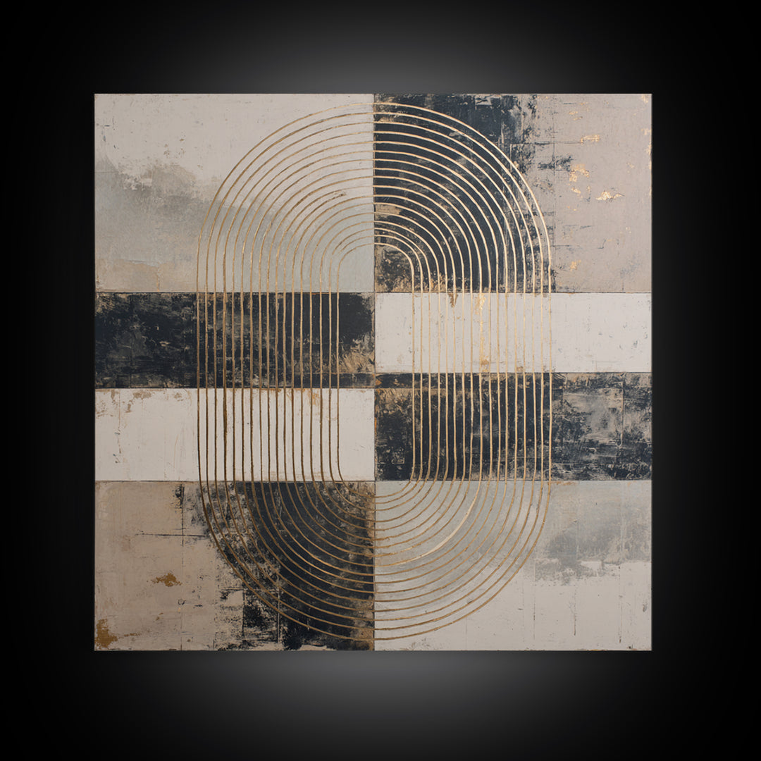 Single Gold Line Curve on Charcoal Canvas Print, Minimalist Art, Gallery Decor, Living Room Decor, Fine Art, Minimal, MIN-1x1-17