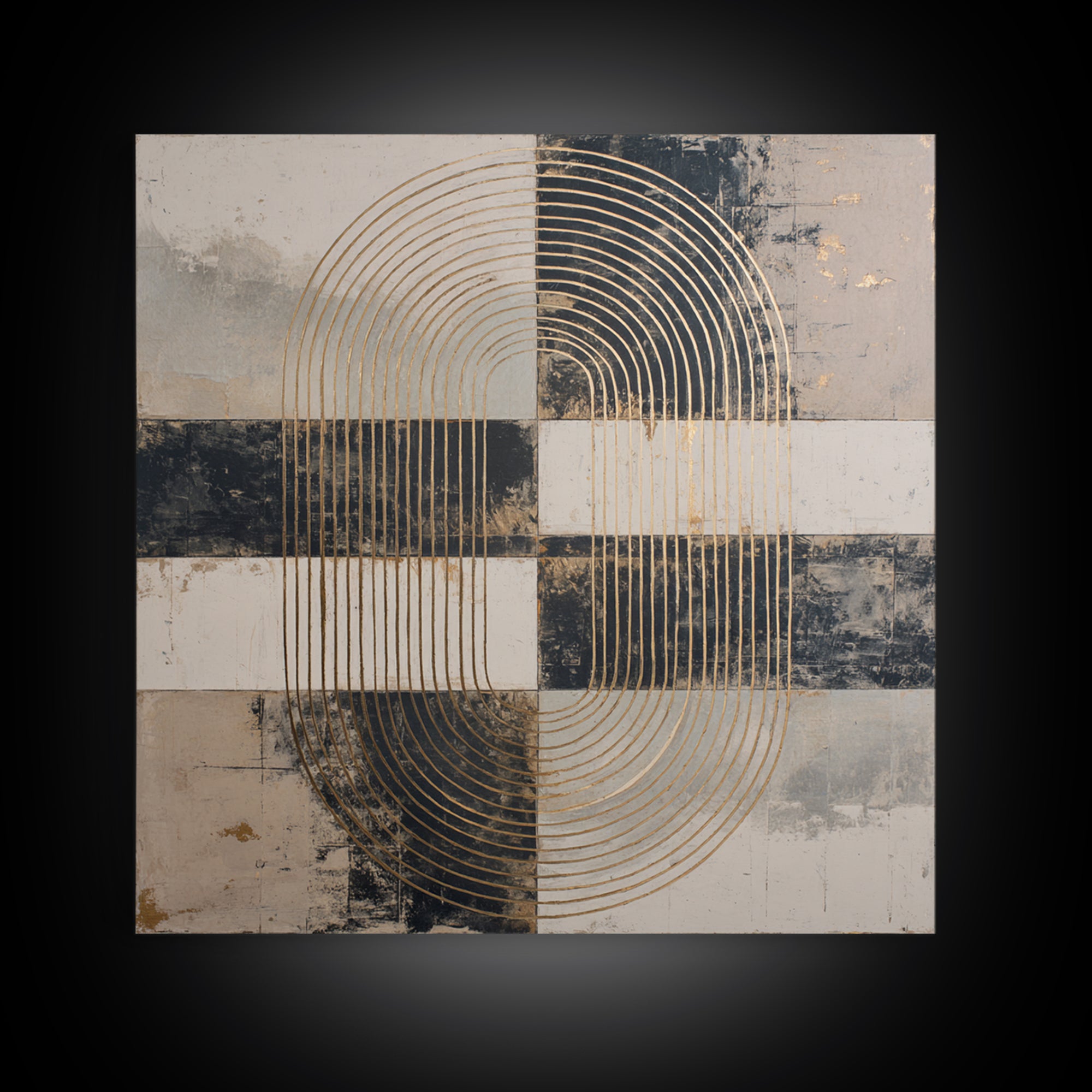 Single Gold Line Curve on Charcoal Canvas Print, Minimalist Art, Gallery Decor, Living Room Decor, Fine Art, Minimal, MIN-1x1-17