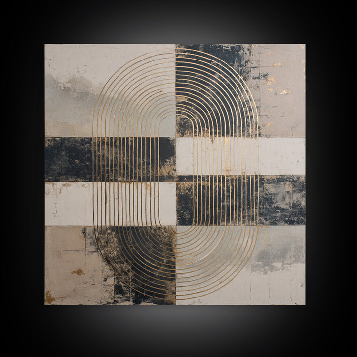 Single Gold Line Curve on Charcoal Canvas Print, Minimalist Art, Gallery Decor, Living Room Decor, Fine Art, Minimal, MIN-1x1-17