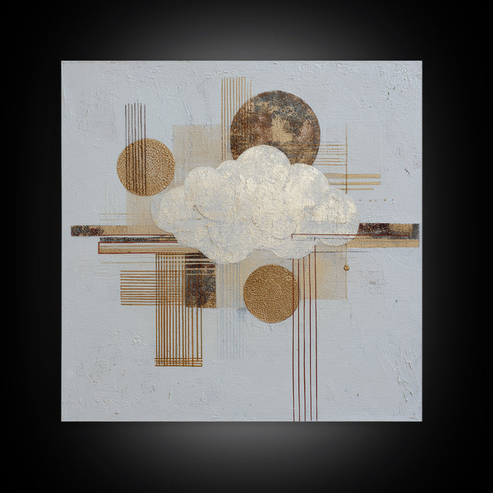 Small Cloud Study Framed Canvas Print, Minimalist Art, Neutral Decor, Living Room Decor, Fine Art, Minimal, Home Decor, MIN-1x1-21