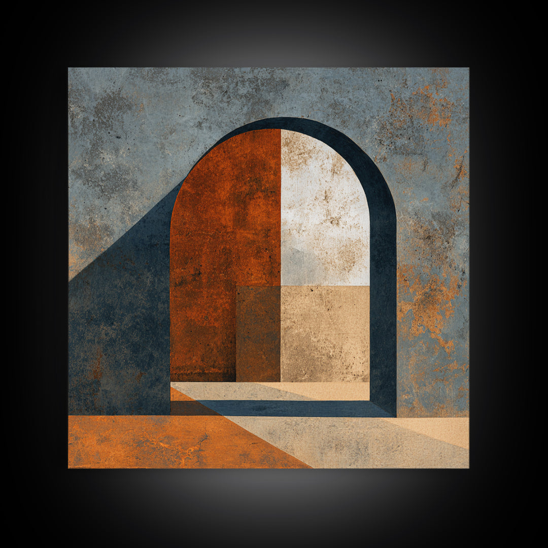 Monochrome Arch and Shadow Composition Framed Canvas Print, Minimalist Art, Gallery Decor, Living Room Decor, Fine Art, Minimal, MIN-1x1-32