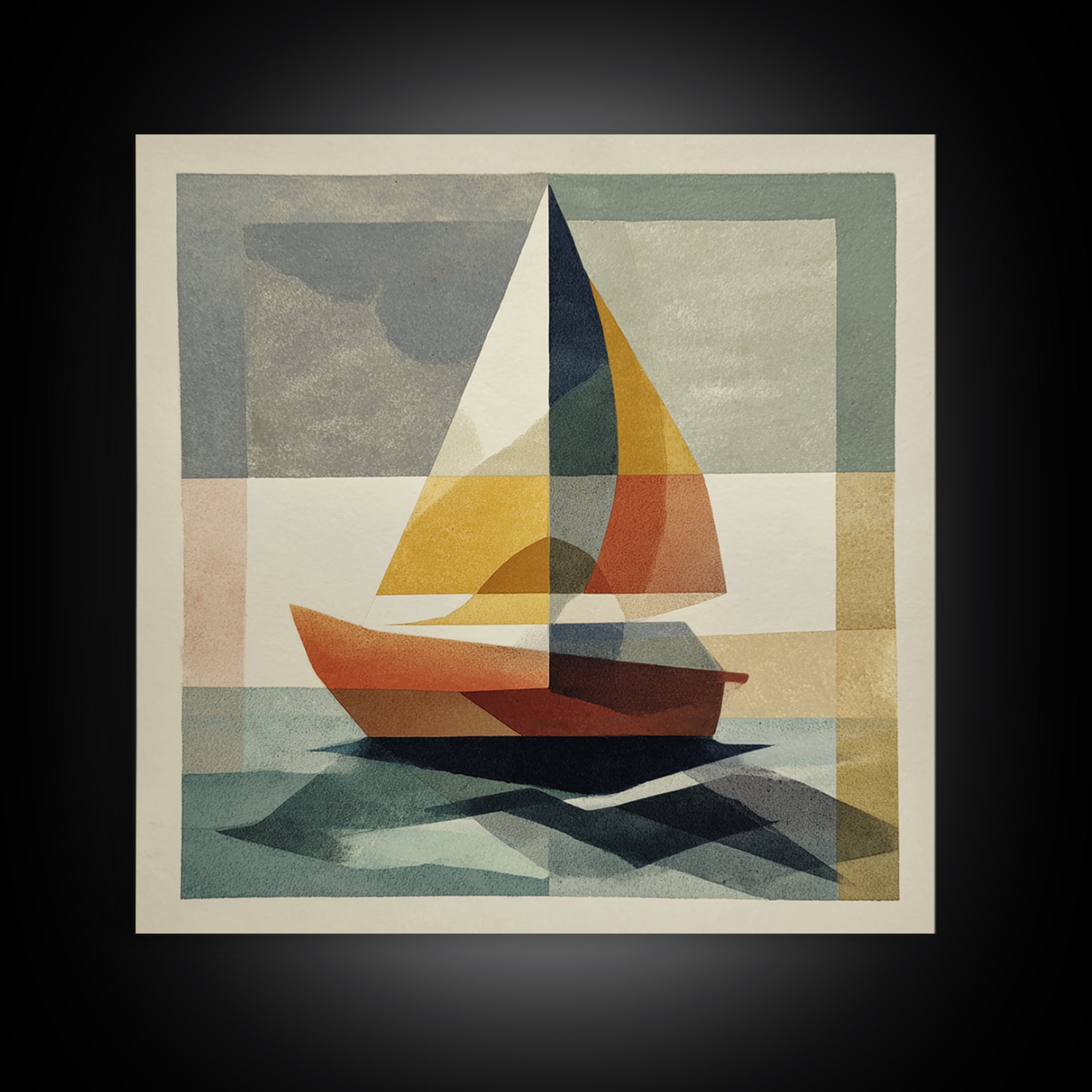 Tiny Sailboat under Open Sky Framed Canvas Print, Minimalist Art, Gallery Decor, Living Room Decor, Fine Art, Minimal, MIN-1x1-38